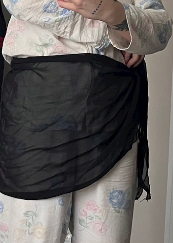 Kadın Drapeli Siyah İpek pareo - Görsel 2