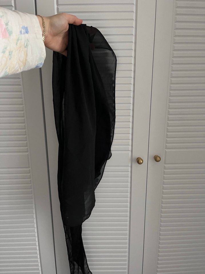 Kadın Drapeli Siyah İpek pareo - Görsel 3