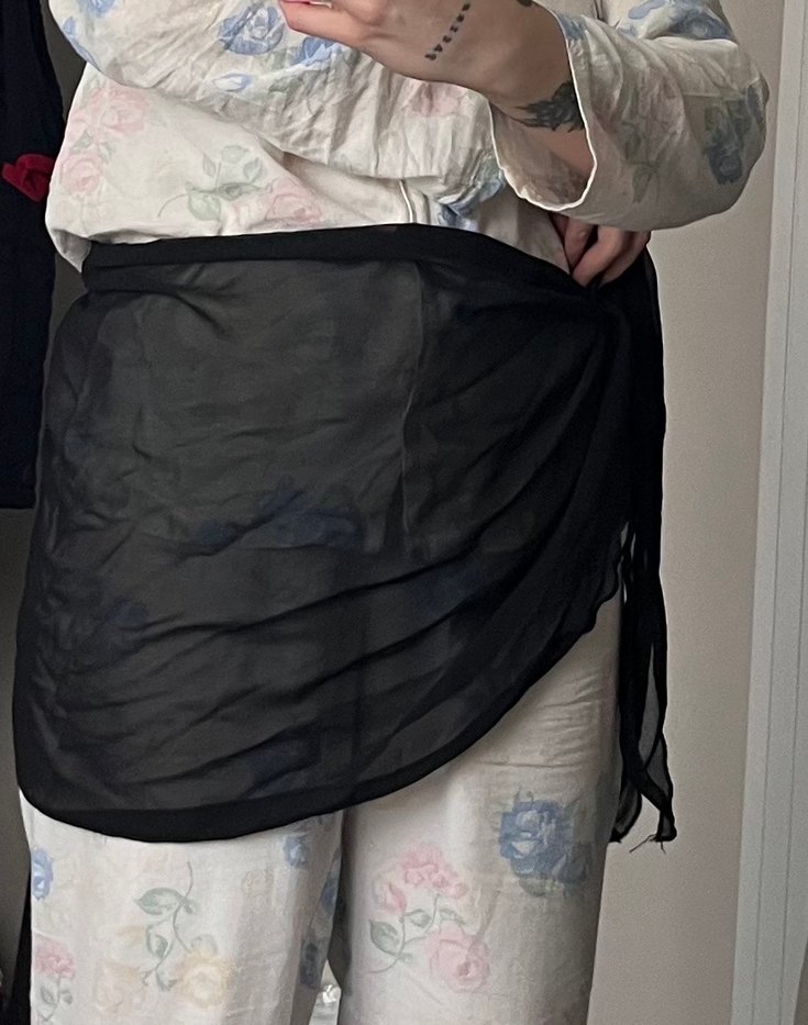 Kadın Drapeli Siyah İpek pareo - Görsel 2