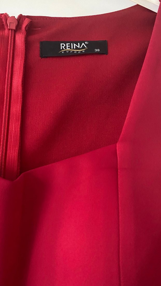 Bordo V Yakalı Kolsuz Midi Elbise - Görsel 3