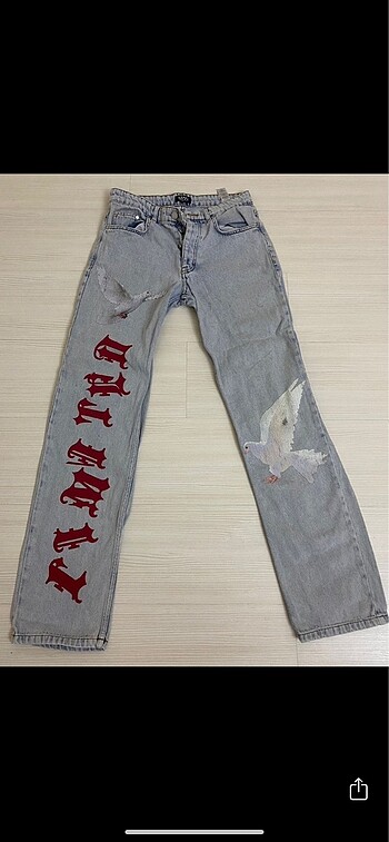 Desenli Detaylı Jeans Pantolon Mango
