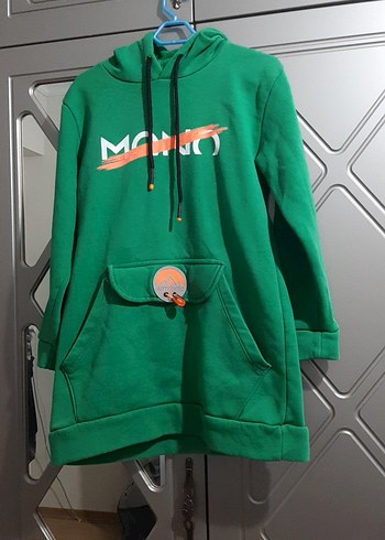 Yeşil Kapüşonlu Düğmeli Sweatshirt