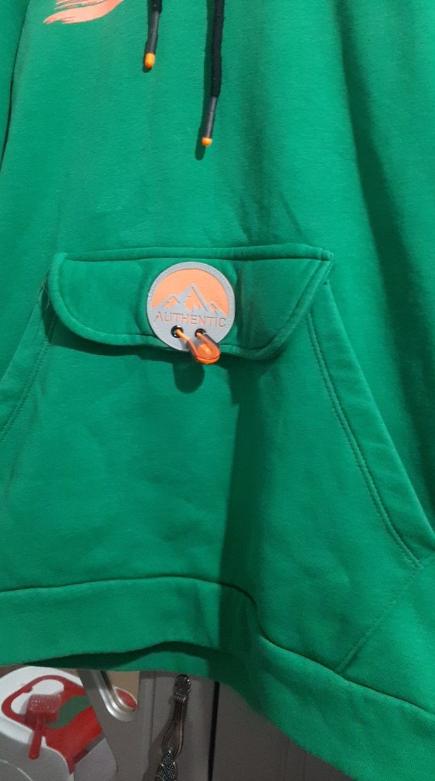 Yeşil Kapüşonlu Düğmeli Sweatshirt - Görsel 2