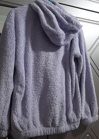 Mor Yumuşak Dokulu Kapüşonlu Bornoz - Görsel 5