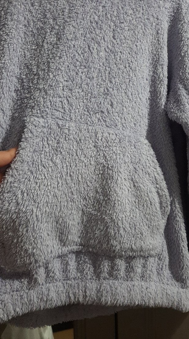 Mor Yumuşak Dokulu Kapüşonlu Bornoz - Görsel 2