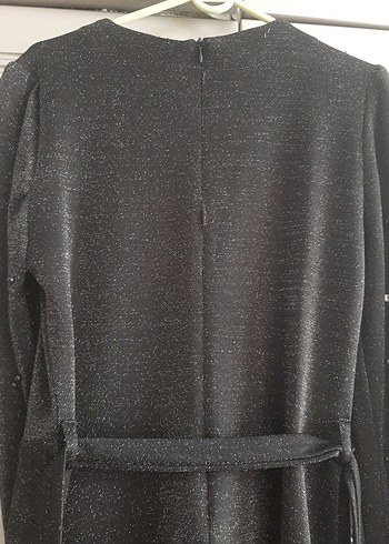 Boncuk İşlemeli Siyah Uzun Kollu Uzun Abiye Elbise - Görsel 5