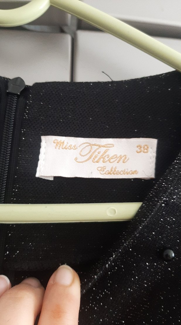 Boncuk İşlemeli Siyah Uzun Kollu Uzun Abiye Elbise - Görsel 4