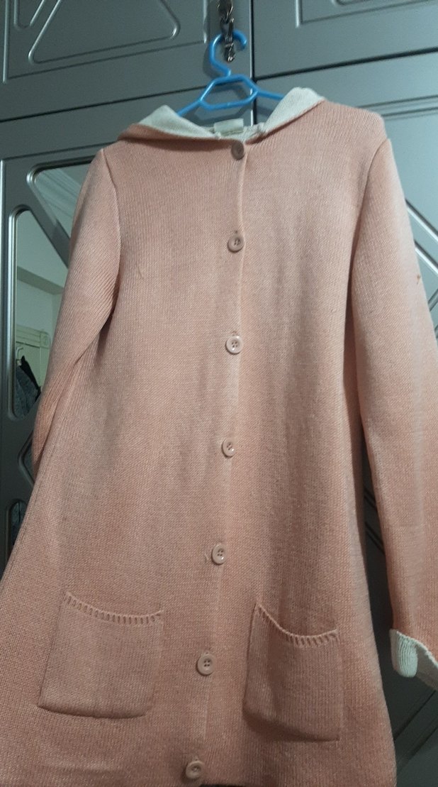 Pembe Düğmeli kız çocuk  Midi hırka - Görsel 3