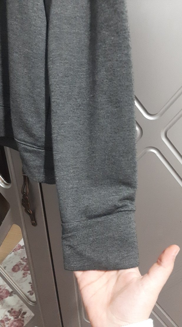 Gri Oversize Kapüşonlu Kadın ve erkek Sweatshirt - Görsel 3