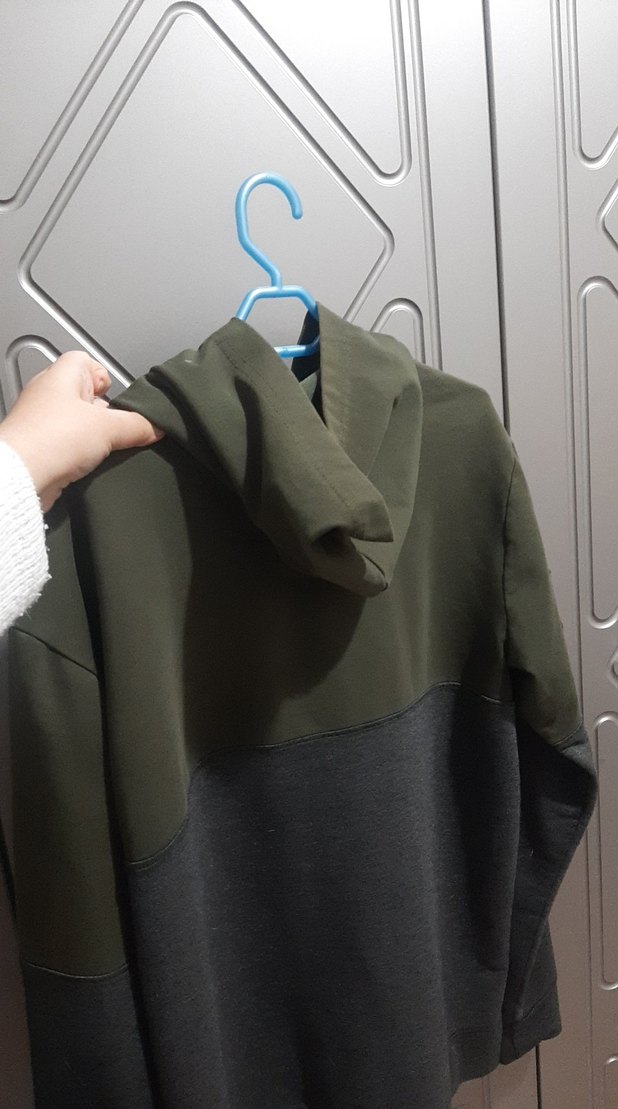 Gri Oversize Kapüşonlu Kadın ve erkek Sweatshirt - Görsel 5
