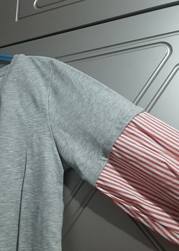 Kız Çocuk ve genç  Gri Pamuklu Uzun Kollu Baskılı Tişört - Görsel 4