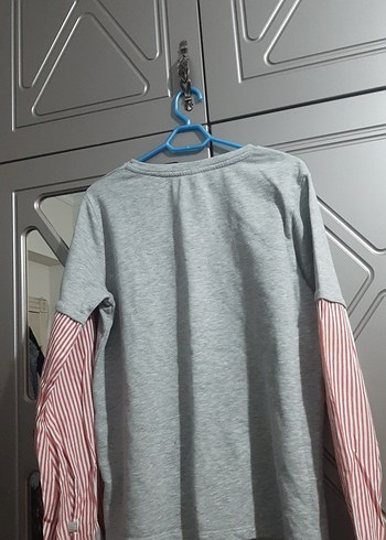 Kız Çocuk ve genç  Gri Pamuklu Uzun Kollu Baskılı Tişört - Görsel 6