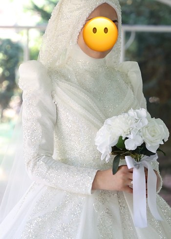 Uzun Kollu Tesettür Prenses Gelinlik - Görsel 2