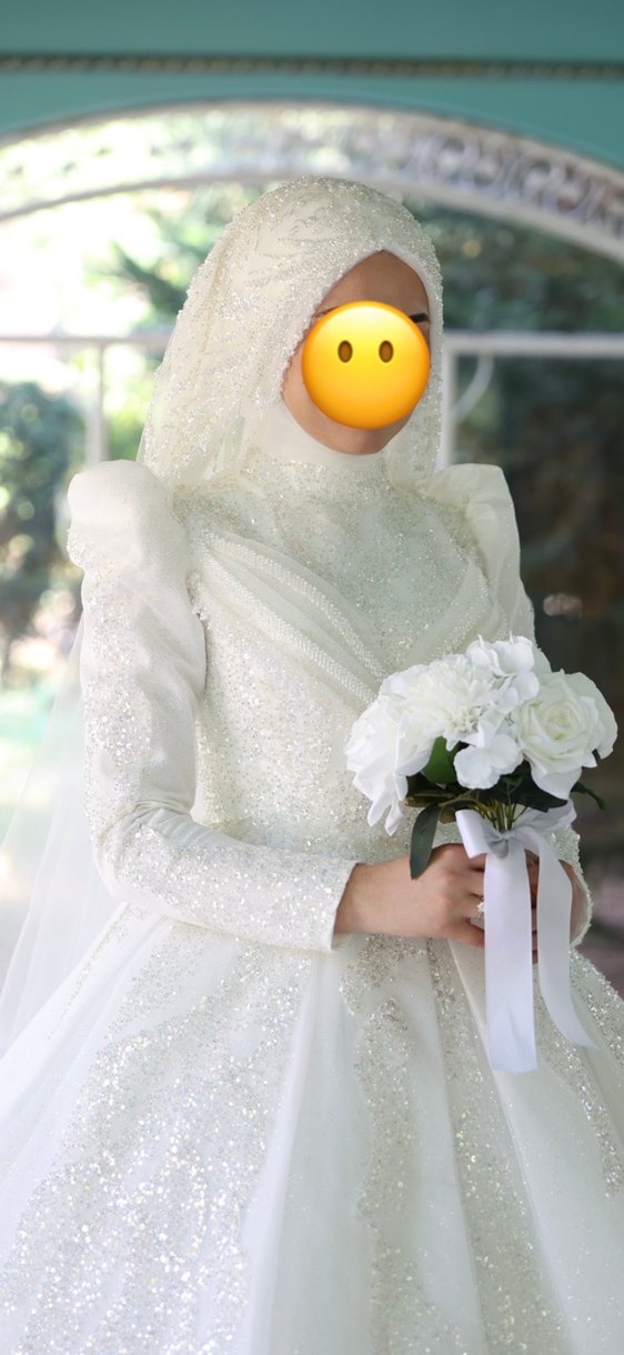 Uzun Kollu Tesettür Prenses Gelinlik - Görsel 2