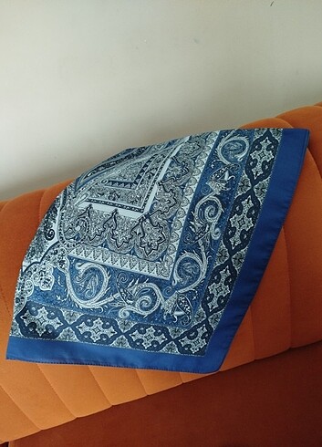 Tasarımcı Etnik desen pamuklu soft şal açık lacivert
