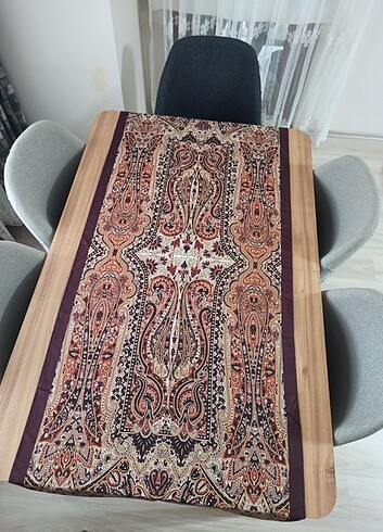 Kahverengi etnik desen pamuklu soft şal 