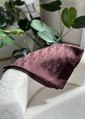 Tasarımcı Kahve Dior desen jakar şal