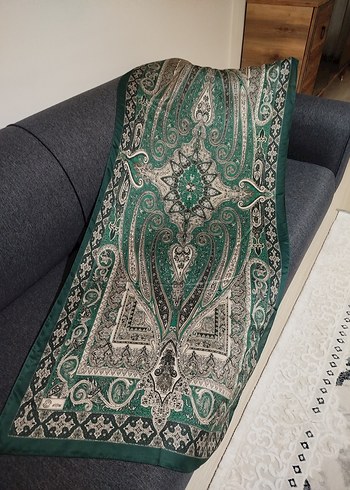 yeşil etnik desen pamuklu soft şal