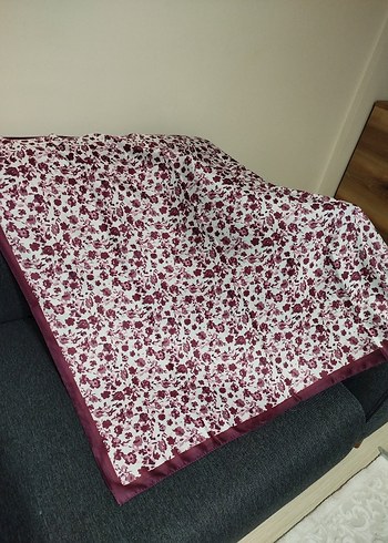 Tasarımcı Bordo Çiçek Desenli pamuklu soft eşarp