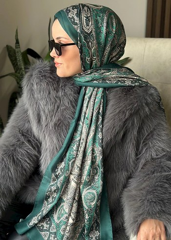 etnik desen pamuklu soft şal yeşil