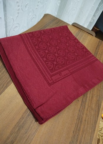 Bordo Pierre Cardin pamuklu jakar eşarp - Görsel 6