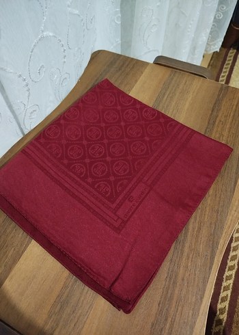 Bordo Pierre Cardin pamuklu jakar eşarp - Görsel 3