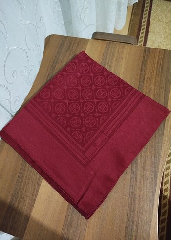 Bordo Pierre Cardin pamuklu jakar eşarp - Görsel 2