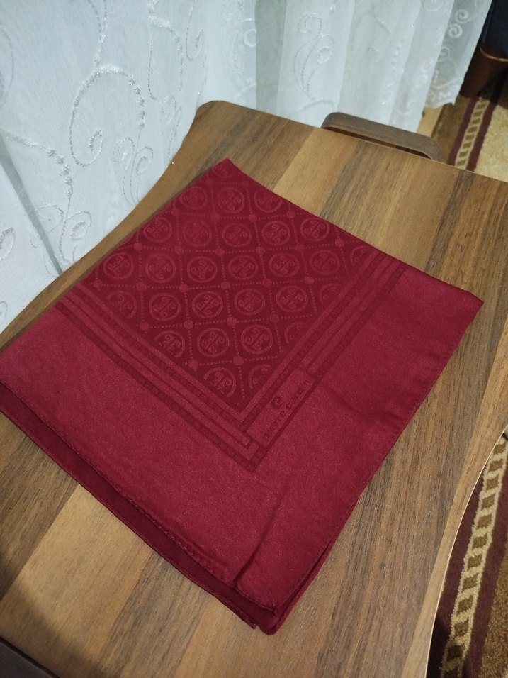 Bordo Pierre Cardin pamuklu jakar eşarp - Görsel 3