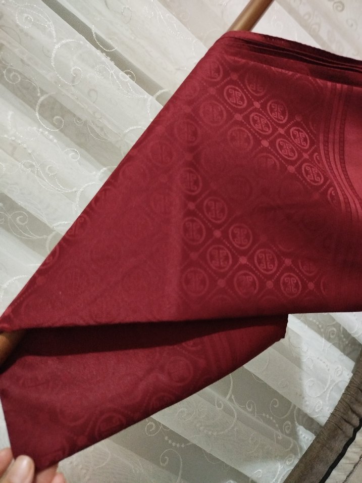 Bordo Pierre Cardin pamuklu jakar eşarp - Görsel 4