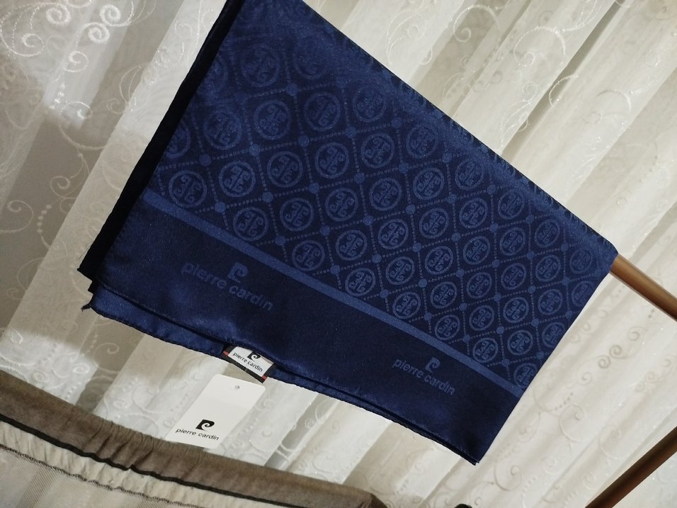 Pierre Cardin lacivert ve vizon jakar şal - Görsel 2