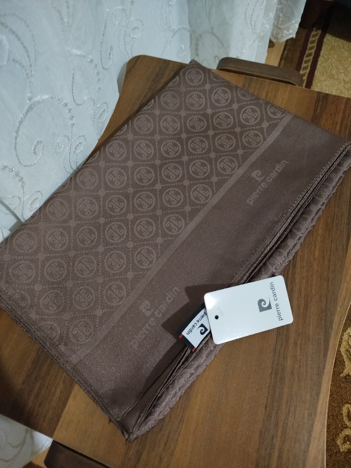 Pierre Cardin lacivert ve vizon jakar şal - Görsel 4