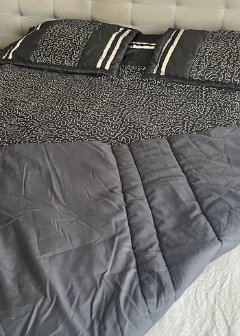 Koyu Gri Nakışlı Yatak Örtüsü - Görsel 6