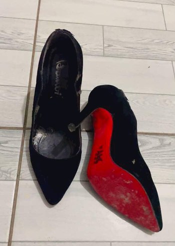Siyah süet Stiletto Kadın Ayakkabı