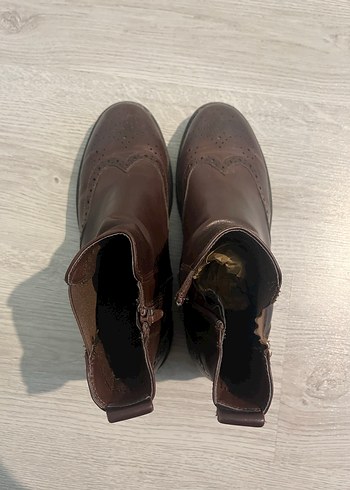 Kahverengi Vintage Deri Kadın Dolgu Topuk Bot - Görsel 4