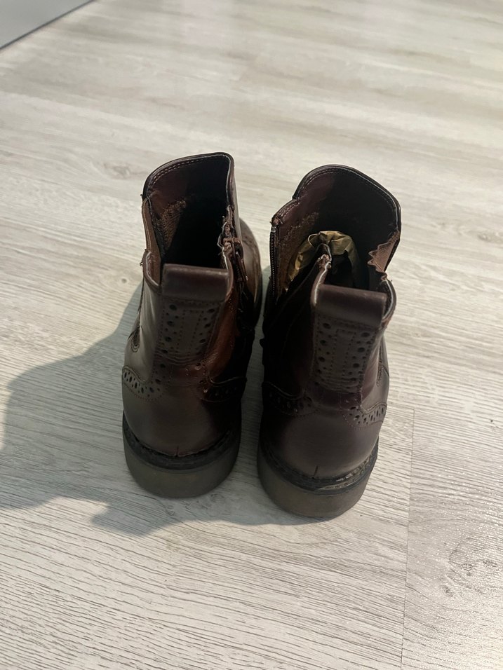 Kahverengi Vintage Deri Kadın Dolgu Topuk Bot - Görsel 3