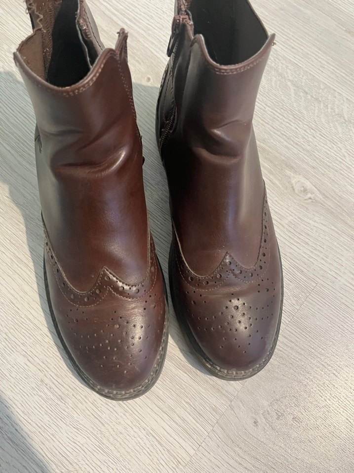 Kahverengi Vintage Deri Kadın Dolgu Topuk Bot - Görsel 5