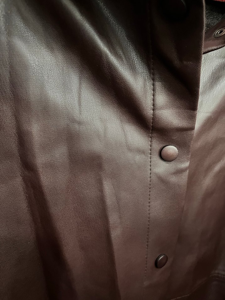 Düğmeli Kahverengi Kadın Deri Ceket - Görsel 4