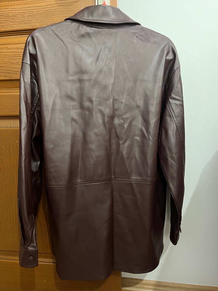 Düğmeli Kahverengi Kadın Deri Ceket - Görsel 5