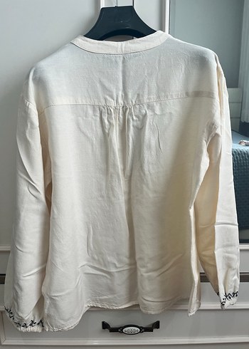 Nakışlı Bohem Kadın Keten Bluz - Görsel 4