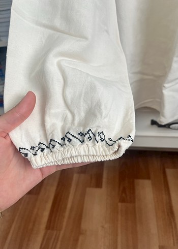 Nakışlı Bohem Kadın Keten Bluz - Görsel 3