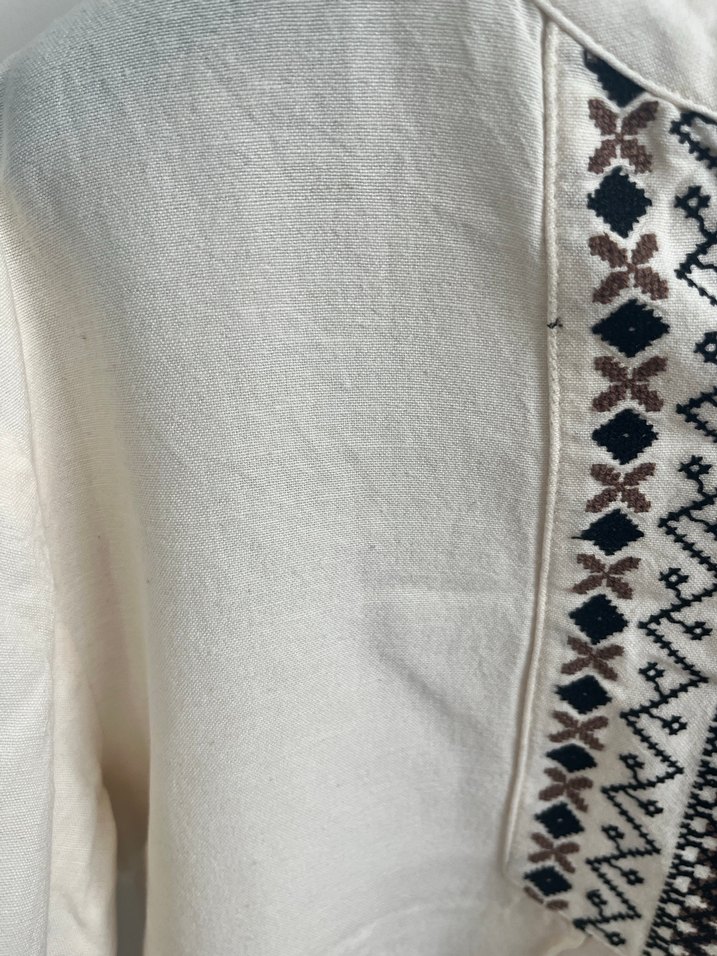 Nakışlı Bohem Kadın Keten Bluz - Görsel 5