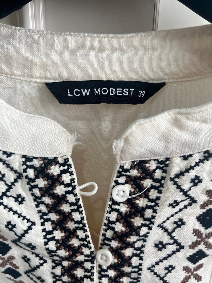 Nakışlı Bohem Kadın Keten Bluz - Görsel 2