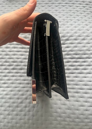 Siyah Deri Yılan Desenli Kadın Çanta - Görsel 3