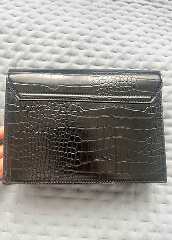 Siyah Deri Yılan Desenli Kadın Çanta - Görsel 2