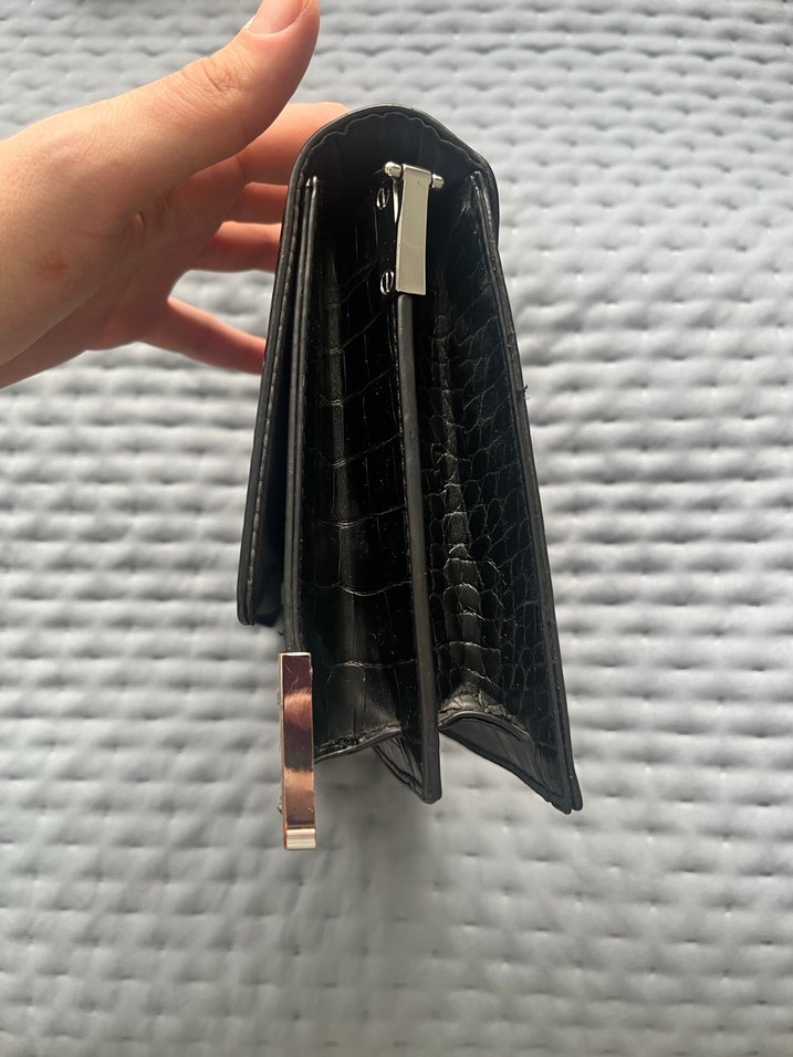 Siyah Deri Yılan Desenli Kadın Çanta - Görsel 3