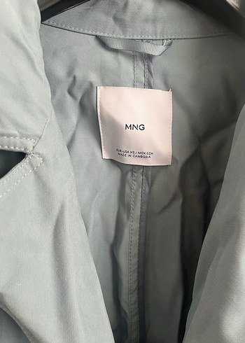 Mavi Uzun Keten Kadın Trençkot - Görsel 3