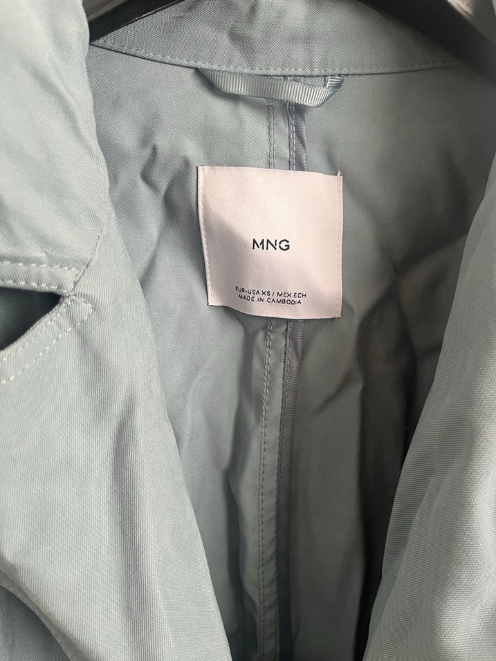 Mavi Uzun Keten Kadın Trençkot - Görsel 3