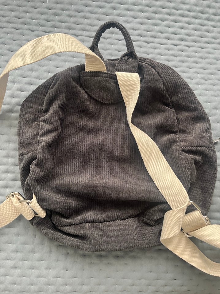 Gri Kadın Keten Sırt Çantası - Görsel 2