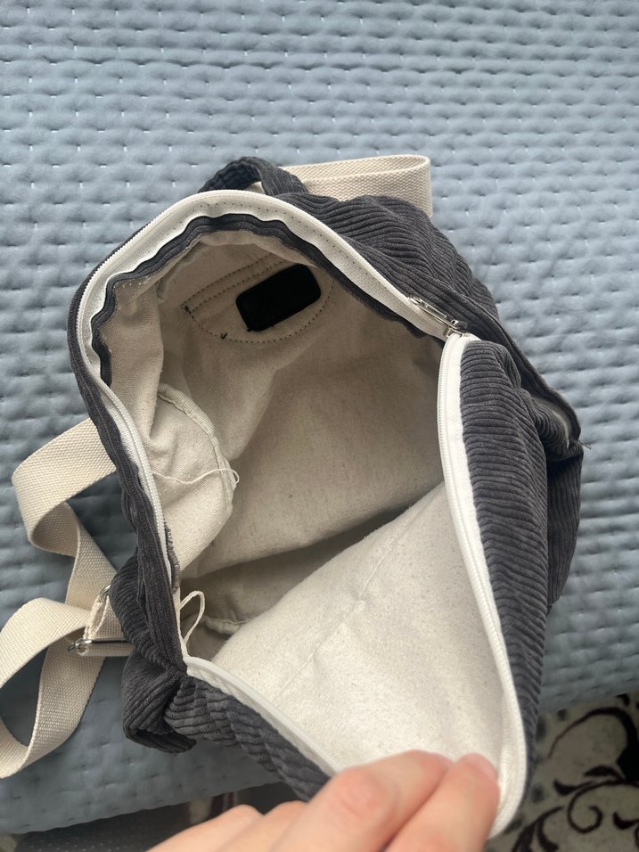 Gri Kadın Keten Sırt Çantası - Görsel 3