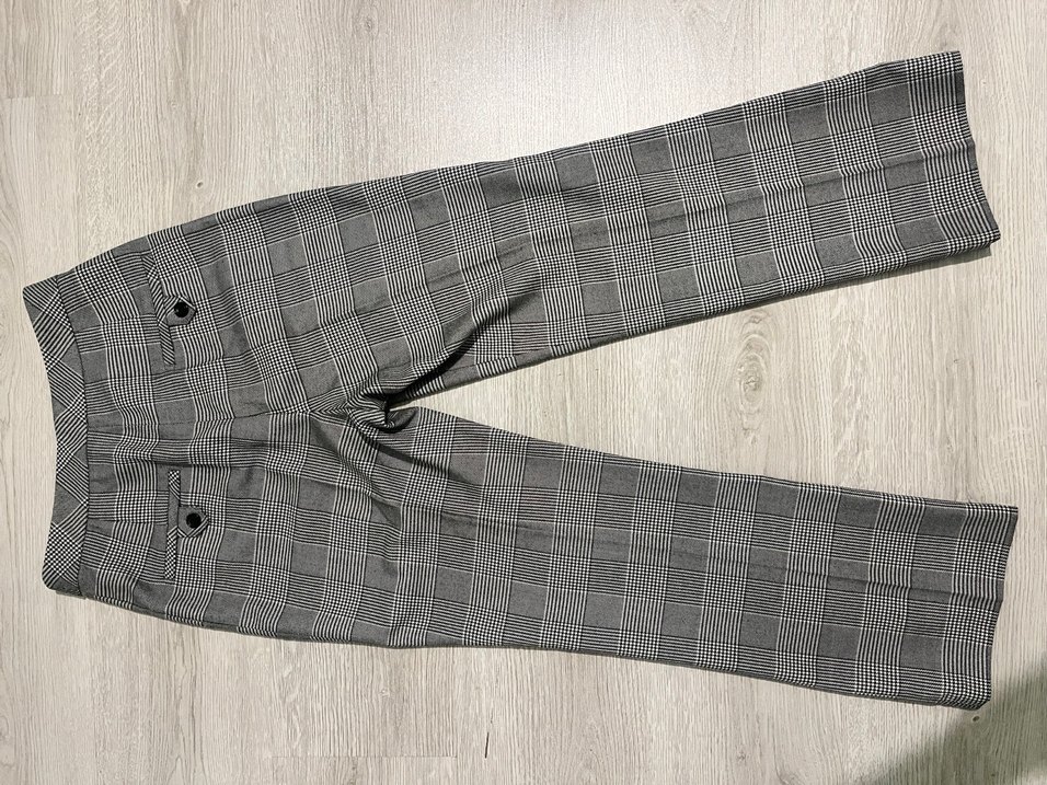 Gri Ekose Pilili Kadın Kumaş Pantolon - Görsel 3